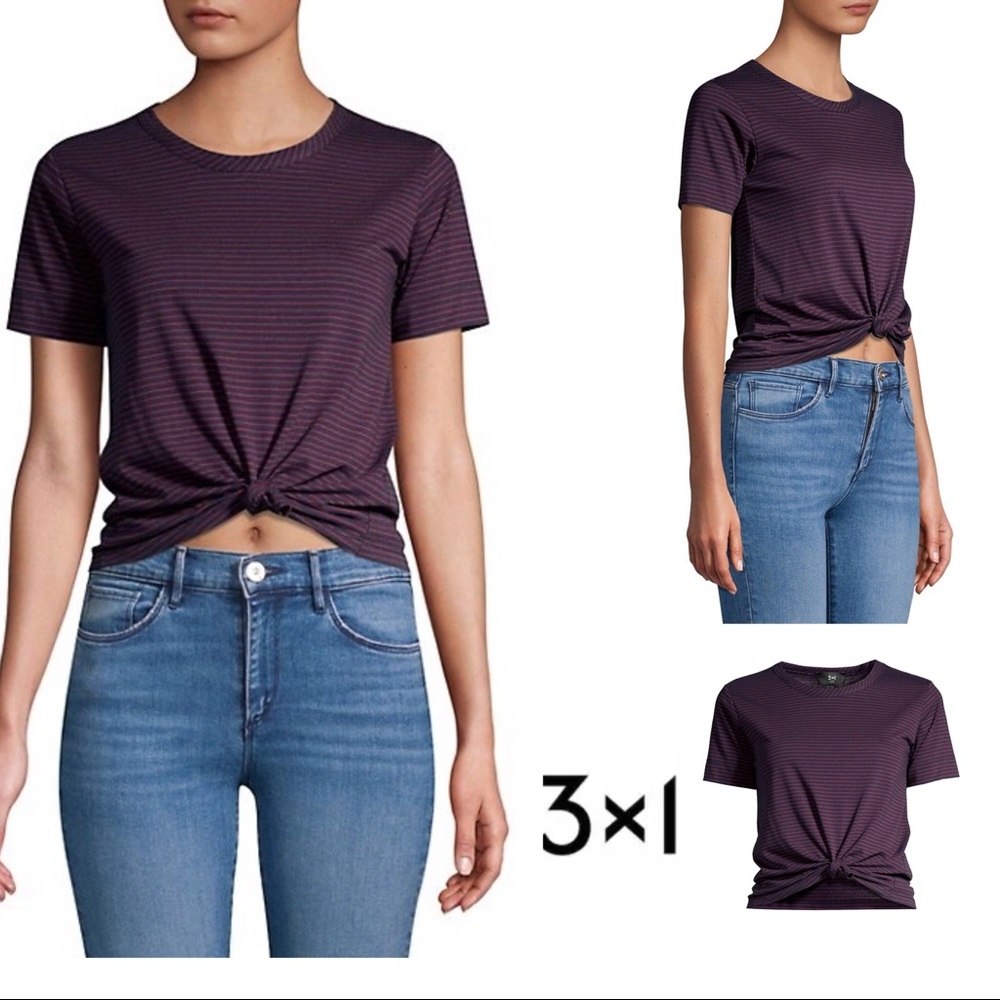 NEW 3 x 1  1970s Knot Stripes Tee Shirt
